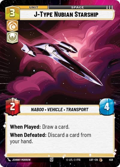 J-Type Nubian Starship (Hyperspace) 458 Legends of the Force Star Wars card
