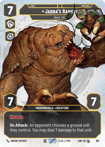 Jabba's Rancor - Snack Time! (Prestige Foil) 861 A Lawless Time Star Wars card