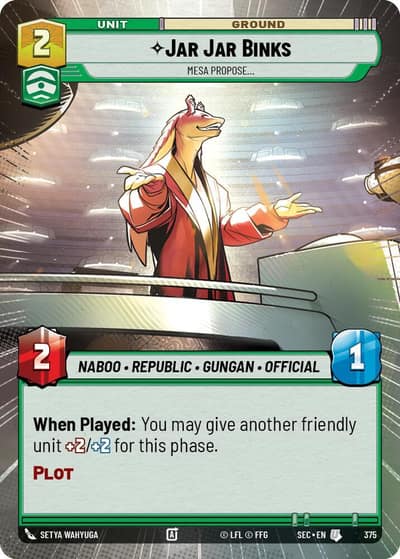 Jar Jar Binks - Mesa Propose (Hyperspace) 375 Secrets of Power Star Wars card