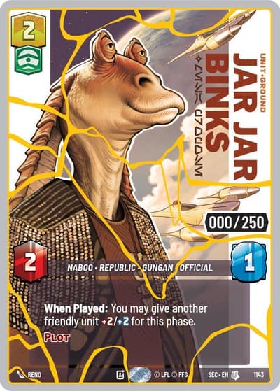 Jar Jar Binks - Mesa Propose (Serialized) (Gold) 1143 Secrets of Power Star Wars card