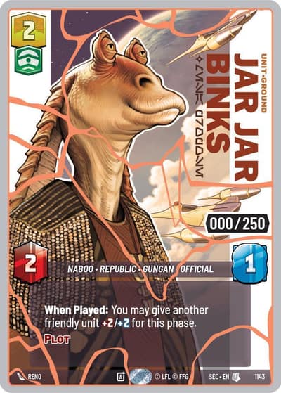 Jar Jar Binks - Mesa Propose (Serialized) (Rose Gold) 1143 Secrets of Power Star Wars card