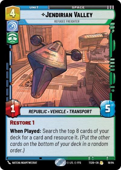 Jendirian Valley - Refugee Freighter 18/84 Twin Suns Star Wars card