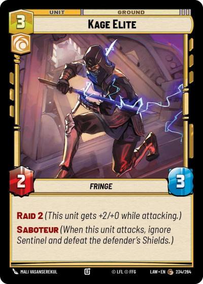 Kage Elite 234/264 A Lawless Time Star Wars card