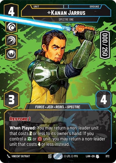 Kanan Jarrus - Spectre One (Serialized) 872 A Lawless Time Star Wars card