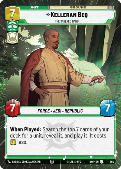 Kelleran Beq - The Sabered Hand (Hyperspace) 364 Legends of the Force Star Wars card