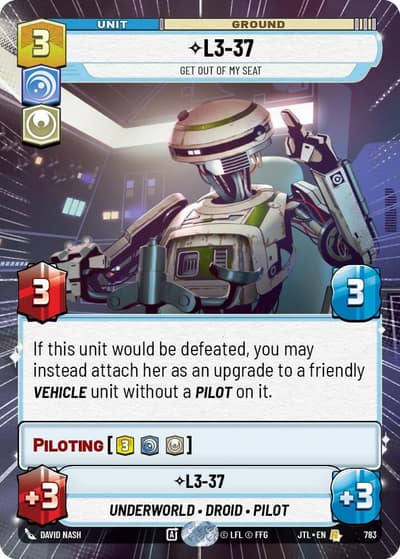 L3-37 - Get Out Of My Seat (Hyperspace Foil) 783 Jump to Lightspeed Star Wars card