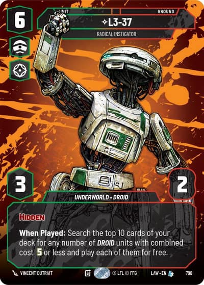 L3-37 - Radical Instigator (Prestige) 790 A Lawless Time Star Wars card