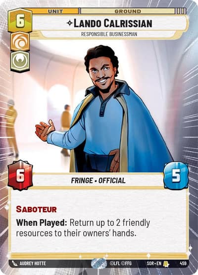 Lando Calrissian - Responsible Businessman (Hyperspace) 459 Spark of Rebellion Star Wars card