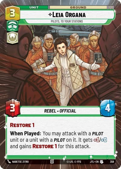 Leia Organa - Pilots, To Your Stations (Hyperspace) 359 Jump to Lightspeed Star Wars card