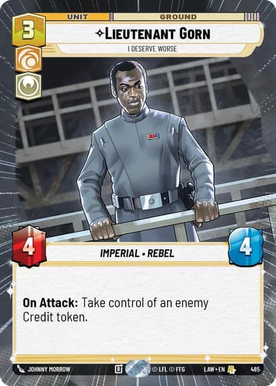 Lieutenant Gorn - I Deserve Worse (Hyperspace) 485 A Lawless Time Star Wars card
