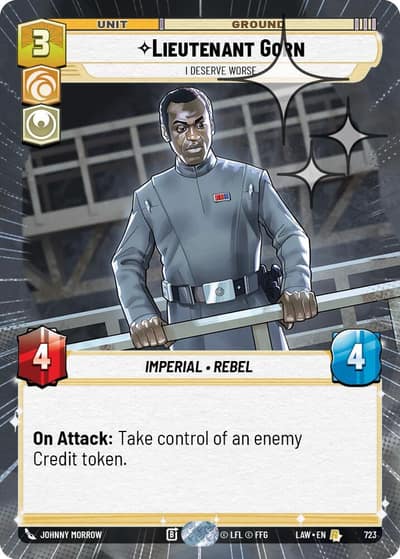Lieutenant Gorn - I Deserve Worse (Hyperspace Foil) 723 A Lawless Time Star Wars card