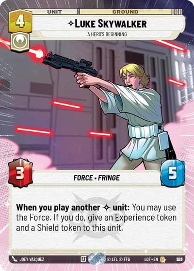 Luke Skywalker - A Hero's Beginning (Hyperspace Foil) 989 Legends of the Force Star Wars Unlimited card