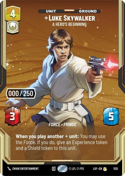 Luke Skywalker - A Hero's Beginning (Serialized Foil) 1125 Legends of the Force Star Wars Unlimited card