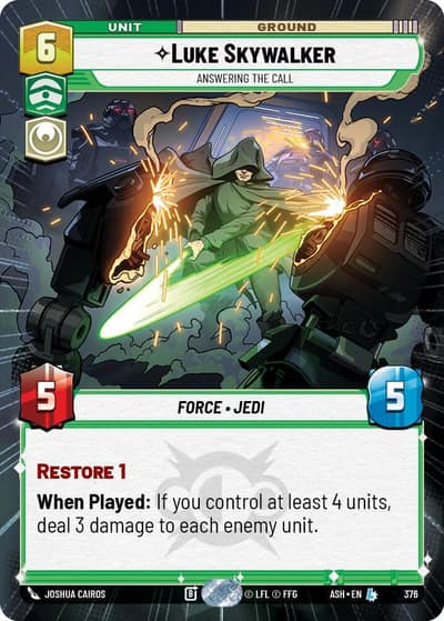 Luke Skywalker - Answering the Call (Hyperspace) 376 Ashes of the Empire Star Wars Unlimited card