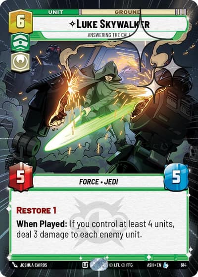 Luke Skywalker - Answering the Call (Hyperspace Foil) 614 Ashes of the Empire Star Wars Unlimited card