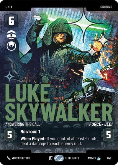 Luke Skywalker - Answering the Call (Prestige Foil) 848 Ashes of the Empire Star Wars Unlimited card