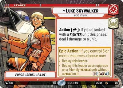 Luke Skywalker - Hero of Yavin (Hyperspace) 274 Jump to Lightspeed Star Wars Unlimited card