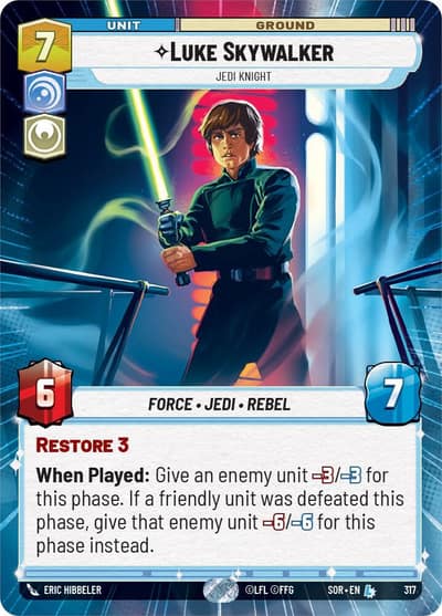 Luke Skywalker - Jedi Knight (Hyperspace) 317 Spark of Rebellion Star Wars Unlimited card