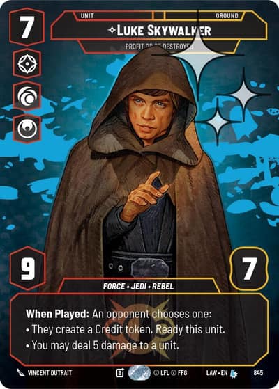 Luke Skywalker - Profit or Be Destroyed (Prestige Foil) 845 A Lawless Time Star Wars Unlimited card