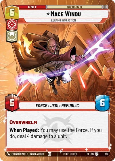 Mace Windu - Leaping into Action (Hyperspace) 413 Legends of the Force Star Wars card