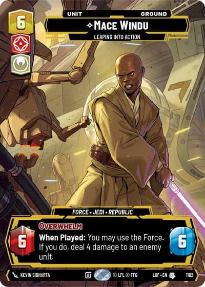 Mace Windu - Leaping into Action (Prestige Foil) 1102 Legends of the Force Star Wars card