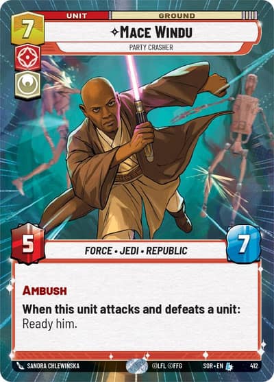 Mace Windu - Party Crasher (Hyperspace) 412 Spark of Rebellion Star Wars card