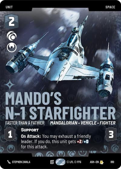 Mando's N-1 Starfighter - Faster than a Fathier (Prestige) 810 Ashes of the Empire Star Wars card