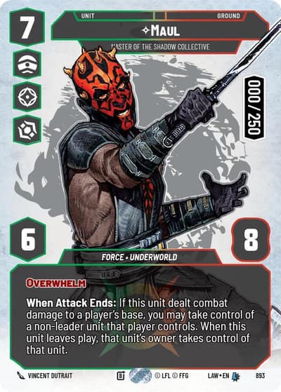 Maul - Master of the Shadow Collective (Serialized) 893 A Lawless Time Star Wars card