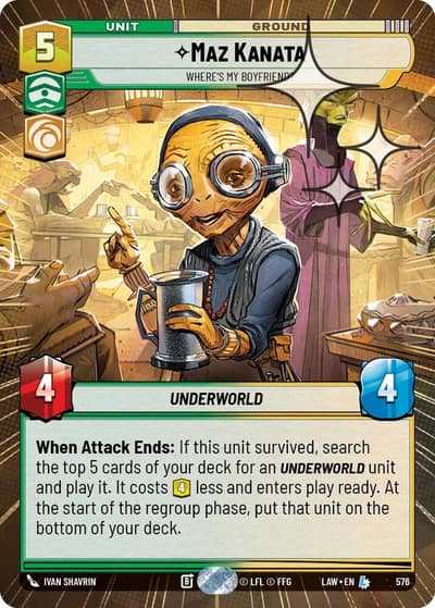 Maz Kanata - Where's My Boyfriend? (Hyperspace Foil) 576 A Lawless Time Star Wars card