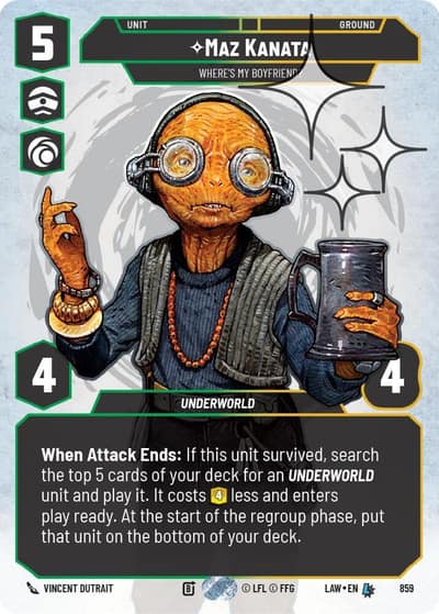 Maz Kanata - Where's My Boyfriend? (Prestige Foil) 859 A Lawless Time Star Wars card