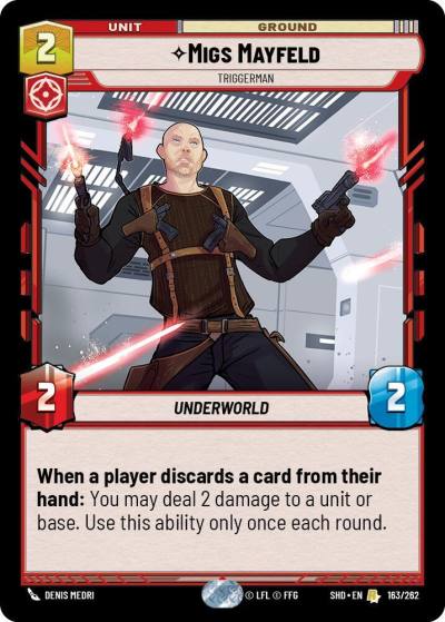 Migs Mayfeld - Triggerman 163/262 Shadows of the Galaxy Star Wars card