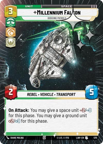 Millennium Falcon - Dodgin Patrols (Hyperspace Foil) 570 A Lawless Time Star Wars card