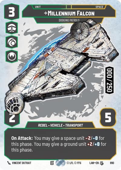 Millennium Falcon - Dodging Patrols (Serialized) 890 A Lawless Time Star Wars card