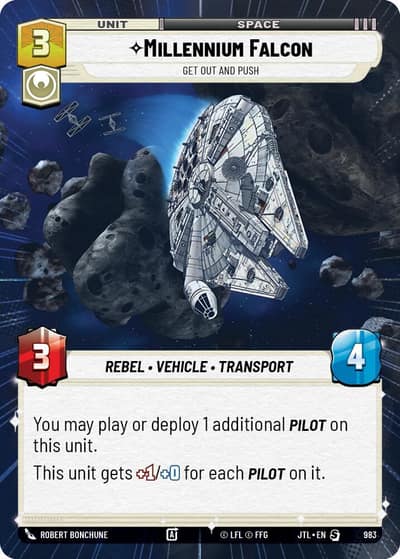 Millennium Falcon - Get Out And Push (Hyperspace Foil) 983 Jump to Lightspeed Star Wars card