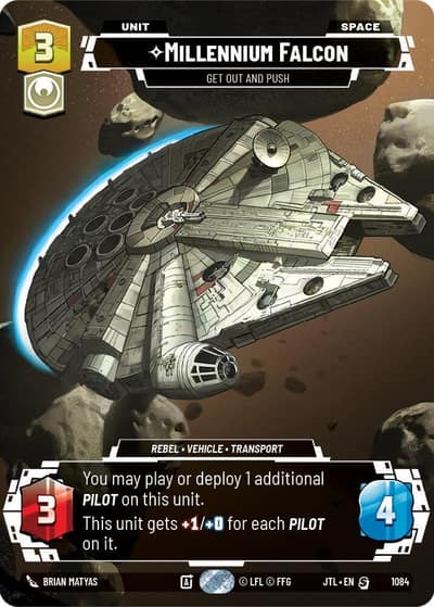 Millennium Falcon - Get Out And Push (Prestige Foil) 1084 Jump to Lightspeed Star Wars card