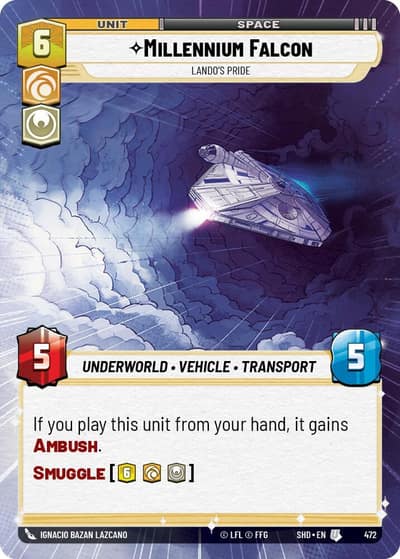 Millennium Falcon - Lando's Pride (Hyperspace) 472 Shadows of the Galaxy Star Wars card