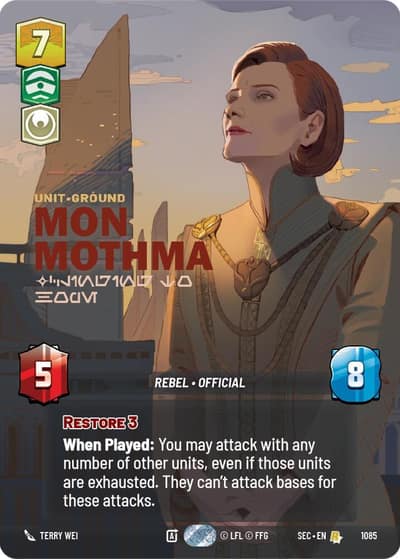 Mon Mothma - Clinging to Hope (Prestige Foil) 1085 Secrets of Power Star Wars card