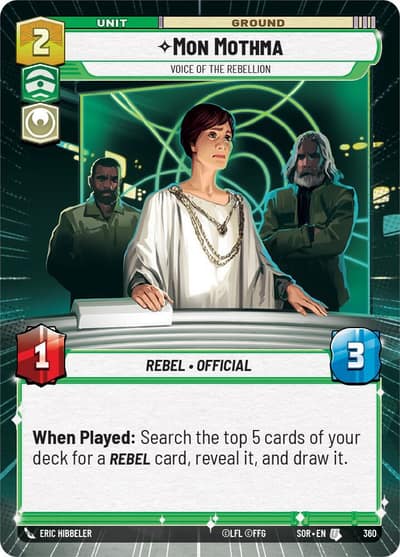 Mon Mothma - Voice of the Rebellion (Hyperspace) 360 Spark of Rebellion Star Wars card