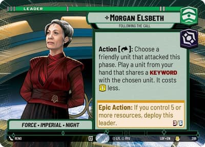 Morgan Elsbeth - Following the Call (Hyperspace) 269 Legends of the Force Star Wars card