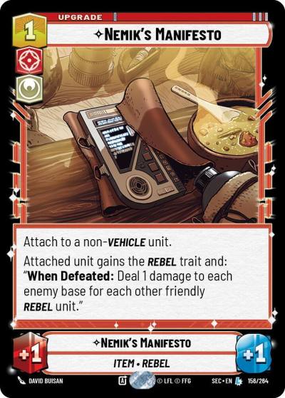 Nemik's Manifesto 156/264 Secrets of Power Star Wars card