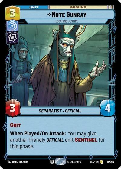 Nute Gunray - Escaping Justice 31/264 Secrets of Power Star Wars card