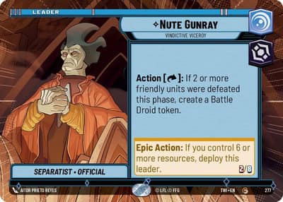 Nute Gunray - Vindictive Viceroy (Hyperspace) 277 Twilight of the Republic Star Wars card