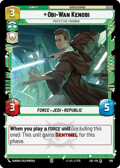 Obi-Wan Kenobi - Protective Padawan (Foil) 598 Legends of the Force Star Wars card