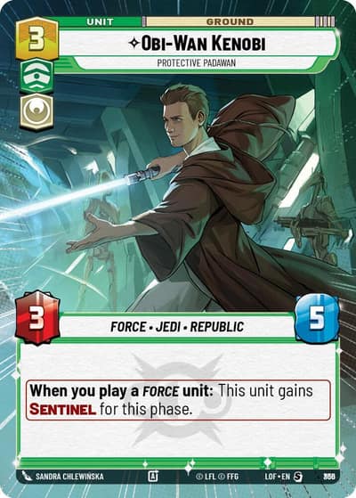 Obi-Wan Kenobi - Protective Padawan (Hyperspace Foil) 836 Legends of the Force Star Wars card
