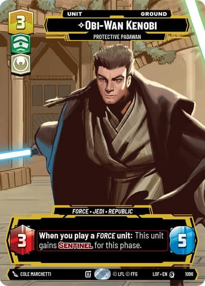 Obi-Wan Kenobi - Protective Padawan (Prestige Foil) 1096 Legends of the Force Star Wars card