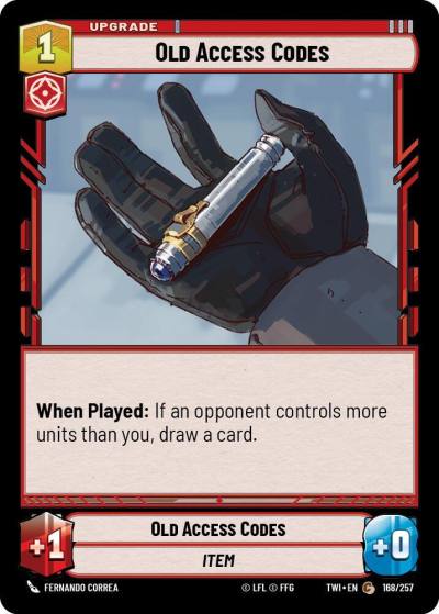 Old Access Codes 168/257 Twilight of the Republic Star Wars card