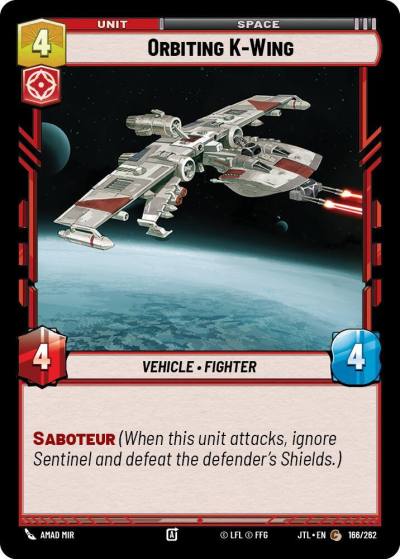 Orbiting K-Wing 166/262 Jump to Lightspeed Star Wars card