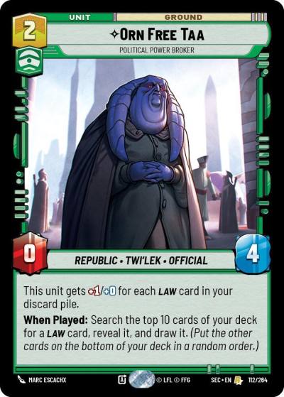 Orn Free Taa - Political Power Broker 112/264 Secrets of Power Star Wars card