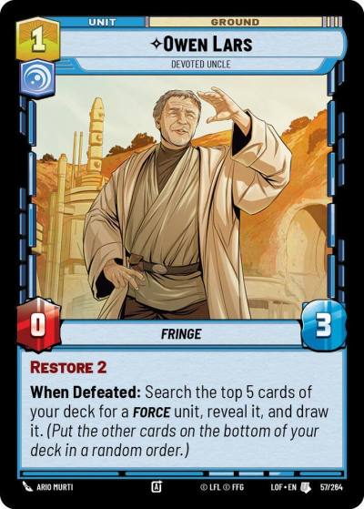 Owen Lars - Devoted Uncle 057/264 Legends of the Force Star Wars card