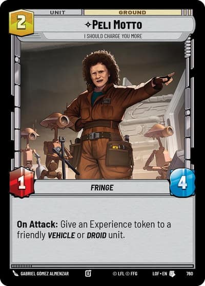 Peli Motto - I Should Charge You More (Foil) 760 Legends of the Force Star Wars card